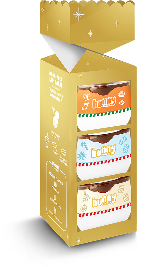 Limited Edition Hunny Simply Christmas Crackers – 3 Lip Balm Gift Set